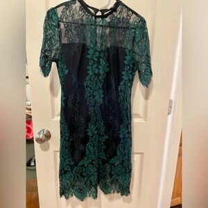 Chic Black and Green Lace Dress